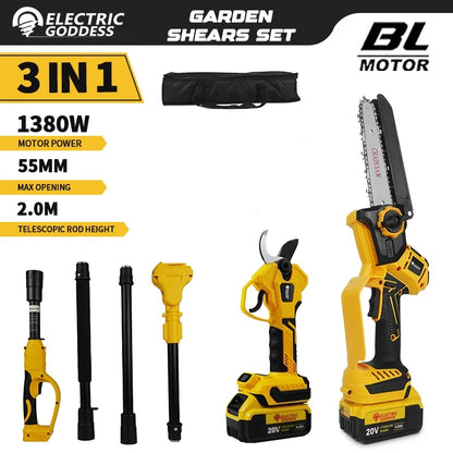 Brushless 1380W Electric Chainsaw Telescoping Pole Pruner