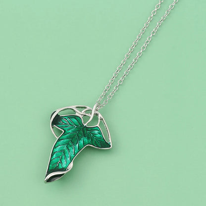 Arwen Evenstar Green Leaf Pendant Necklace for Women
