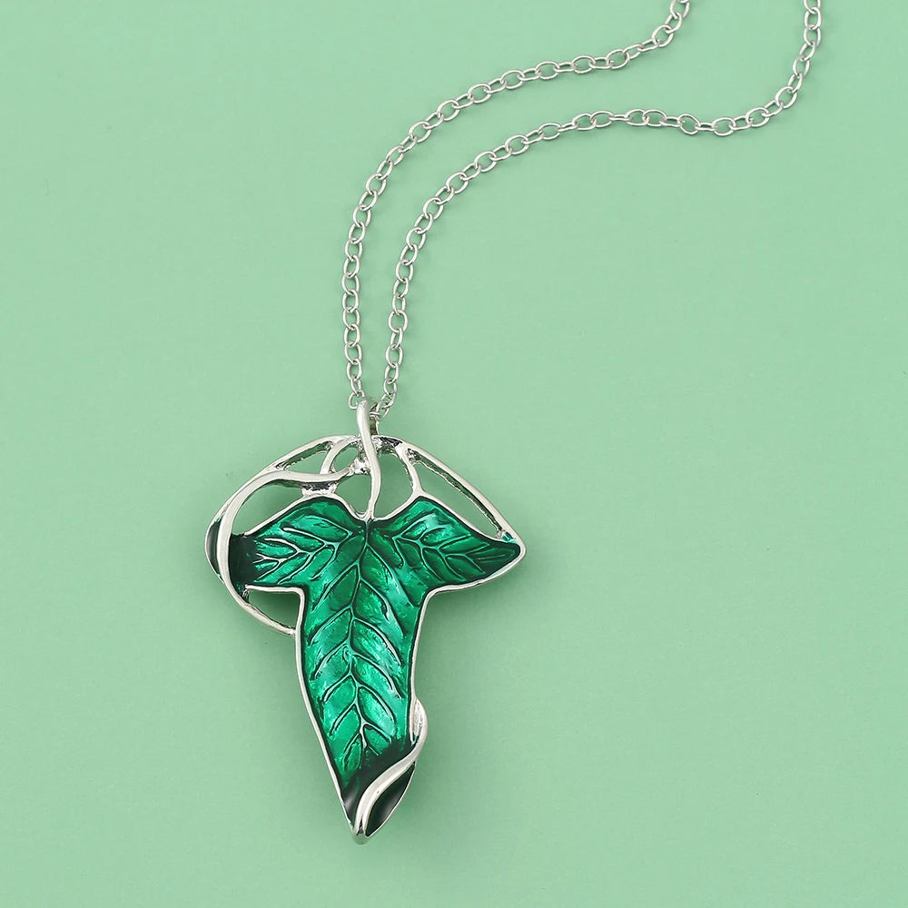 Arwen Evenstar Green Leaf Pendant Necklace for Women