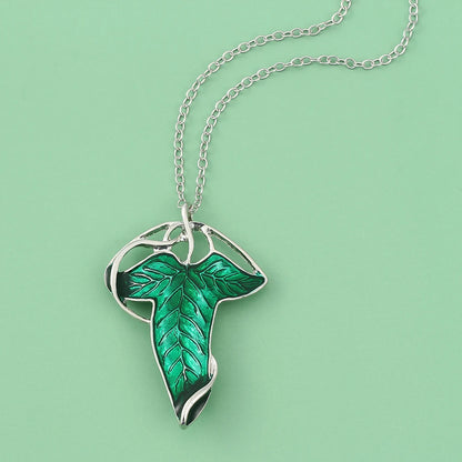 Arwen Evenstar Green Leaf Pendant Necklace for Women