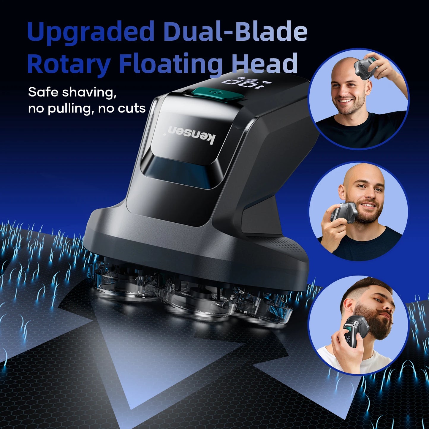 S32 Electric Head Shaver for Men 7D Floating Cutter USB-C Rechargeable
