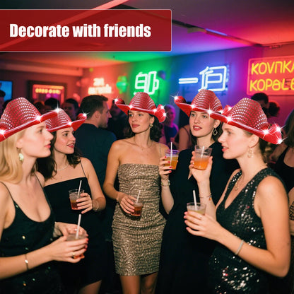 LED Cowboy Hats Bulk for Wedding Lighting up Party Hats