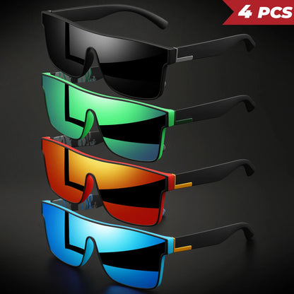 4PCS Classic Colorful Square Sports Sunglasses