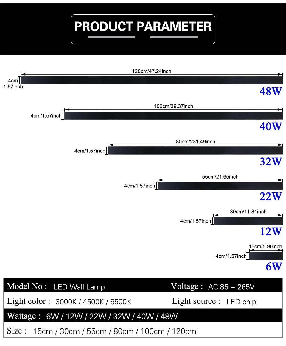LED Lighting Wall Lamp IP65 Garden AC Long Wall Light
