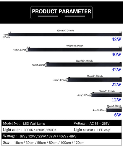 LED Lighting Wall Lamp IP65 Garden AC Long Wall Light