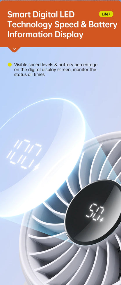 JISULIFE Portable Handheld Fan with LED Display