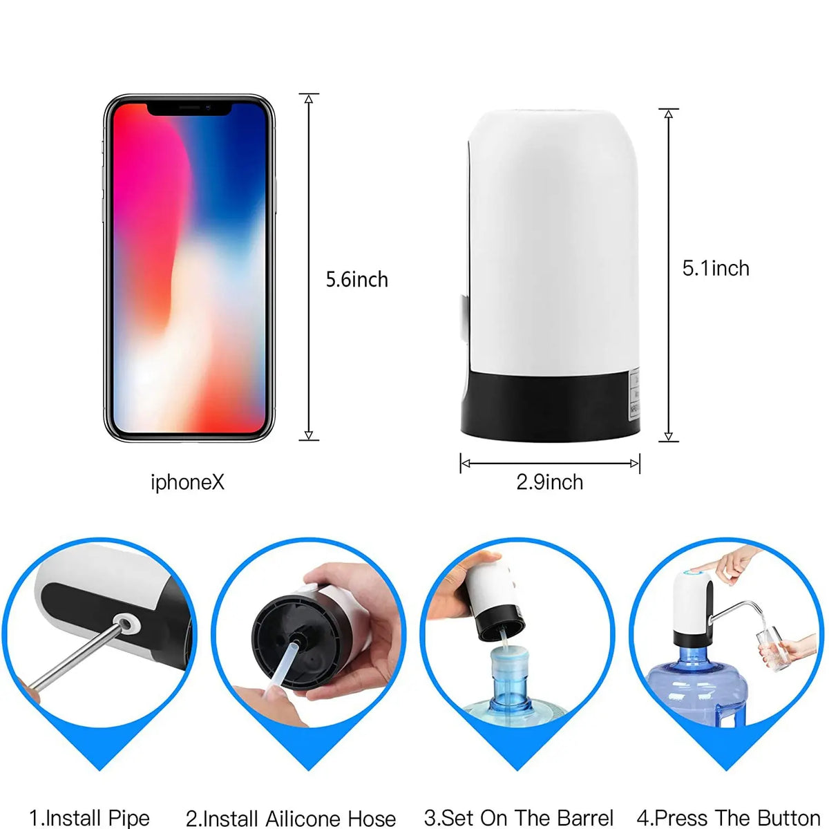 Water Bottle Pump USB Charging Auto Switch Drinking Dispenser