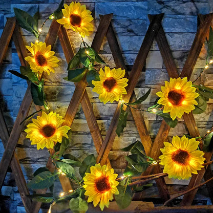 Solar Powered Sunflower Rose String Lights Artificial