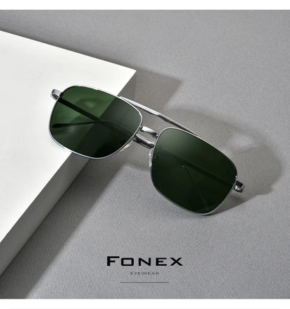 FONEX Pure Titanium Polarized Sunglasses Men Folding