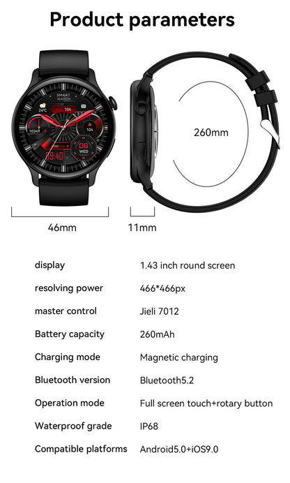 NFC Smart Watch Amoled HD GPS Track Sports Heart Rate