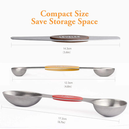 Magnetic Measuring Spoons Set, Dual-Sided Stainless Steel