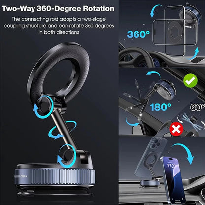Magnetic Car Phone Holder 360D egree Rotation Vacuum Adsorption
