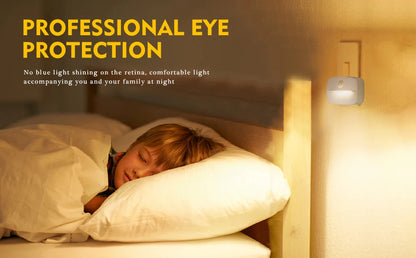 LED Night Light Motion Sensor EU Plug Lamp Nightlights
