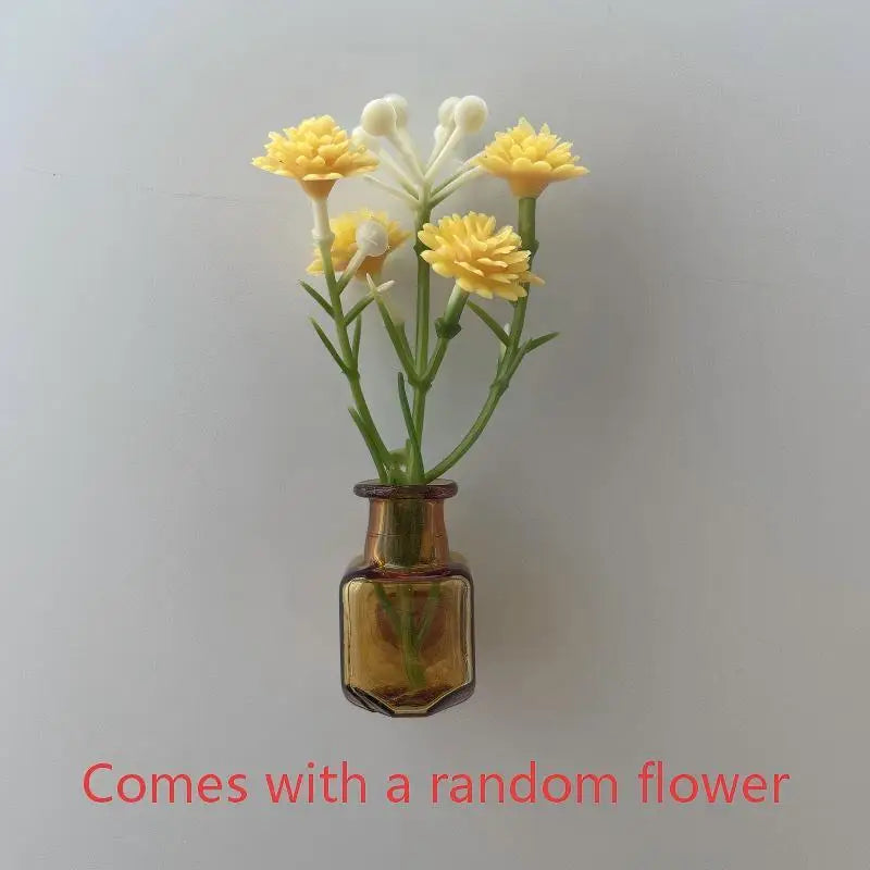 Magnetic Glass Vase Set - Mini Plant Pot Magnets for Refrigerator