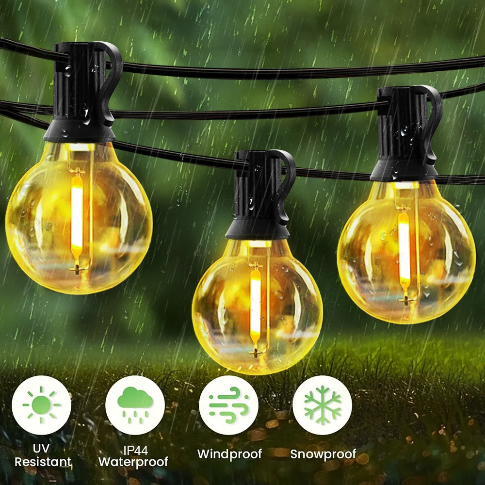 Solar G40 Outdoor String Lights with Remote Controls LED Decor