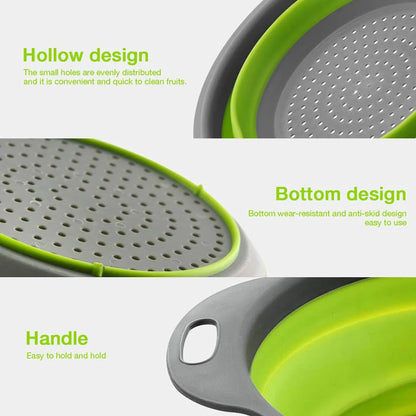 Silicone Folding Drain Basket Fruit Vegetable Washing Basket