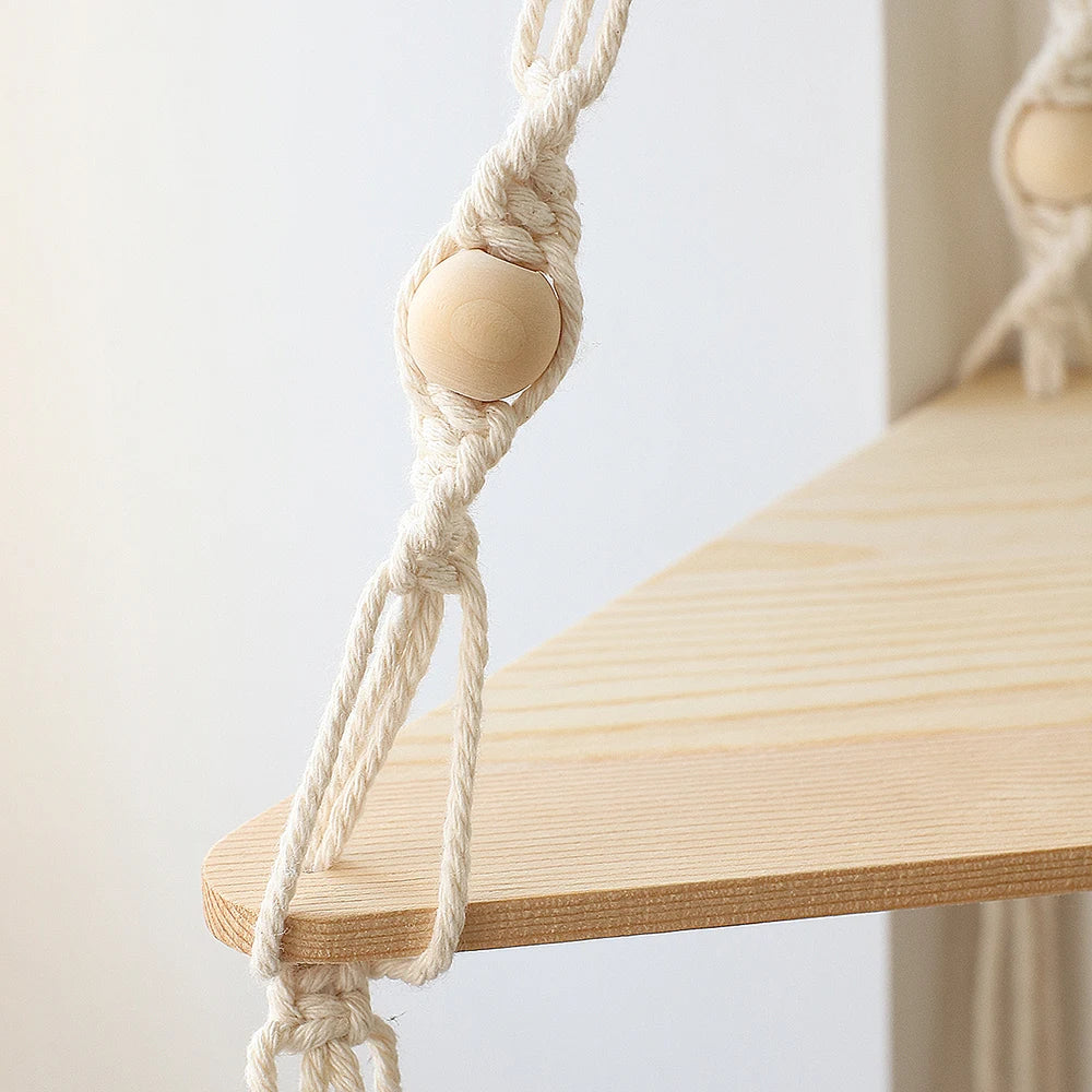 Floating Wall Shelf Wood Triangle Corner Display Stand