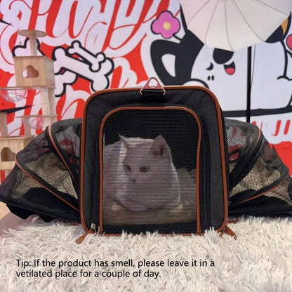 Double-sided expandable cat/dog carrier airline carry-on
