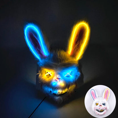 LED Bloody Rabbit Mask Glowing Killer Black Bear Mask Halloween