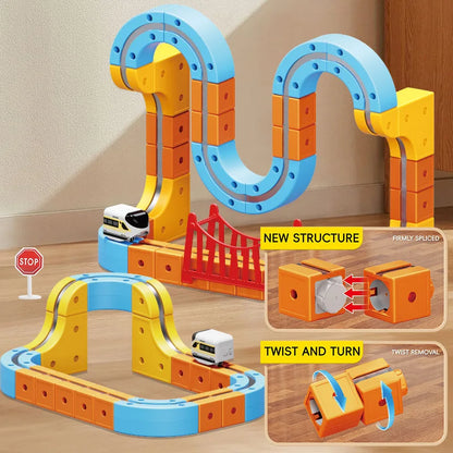 Magnetic Train Set DIY 3D Cube Track Electric Train Set