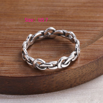 VENTFILLE 925 Sterling Silver Finger Rings Hollow Chain