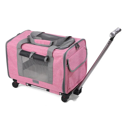 Pet Carrier with Wheels for Dogs Rolling Pet Carrier