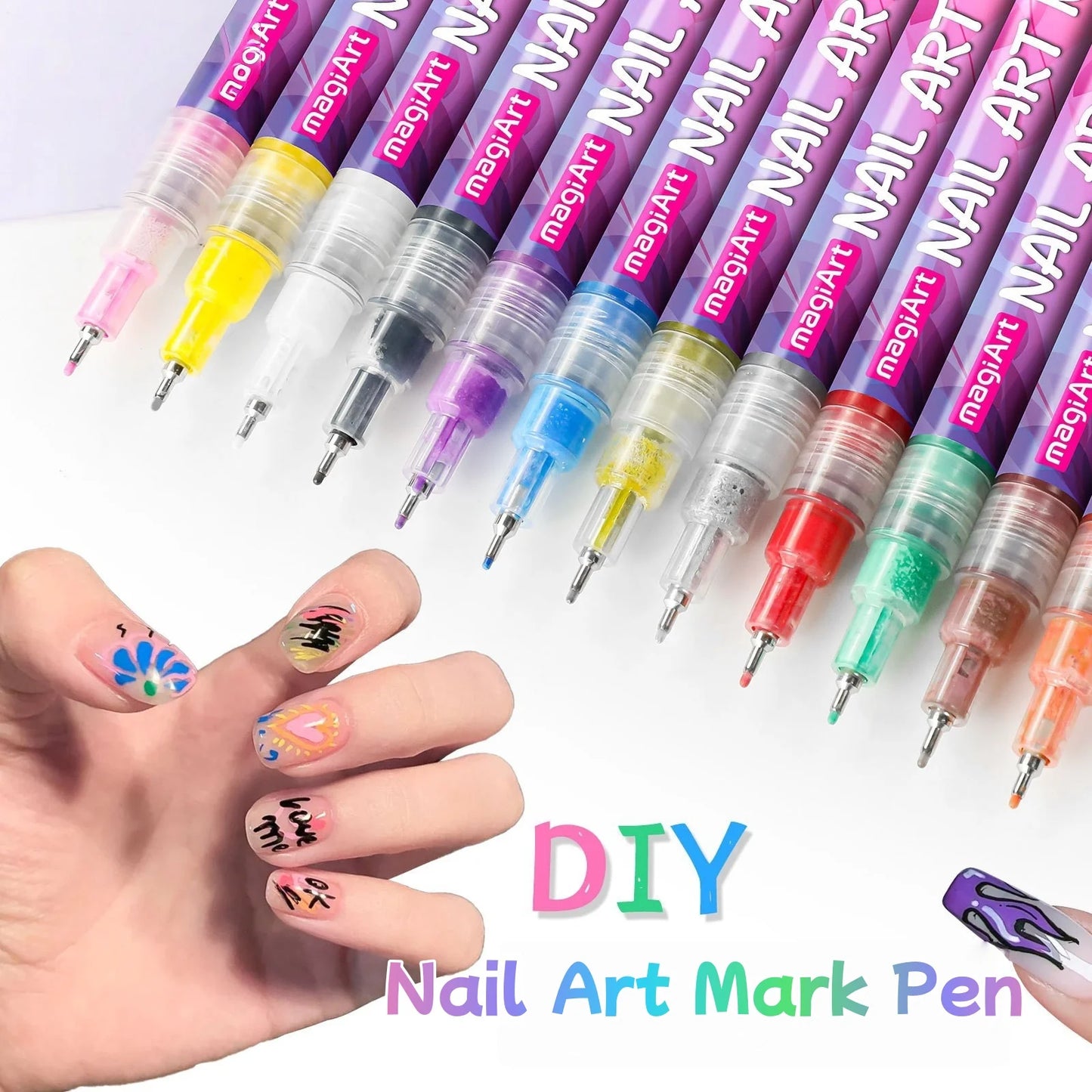 12 Color Nail Art Drawing Pen DIY Nail Painting Art Design