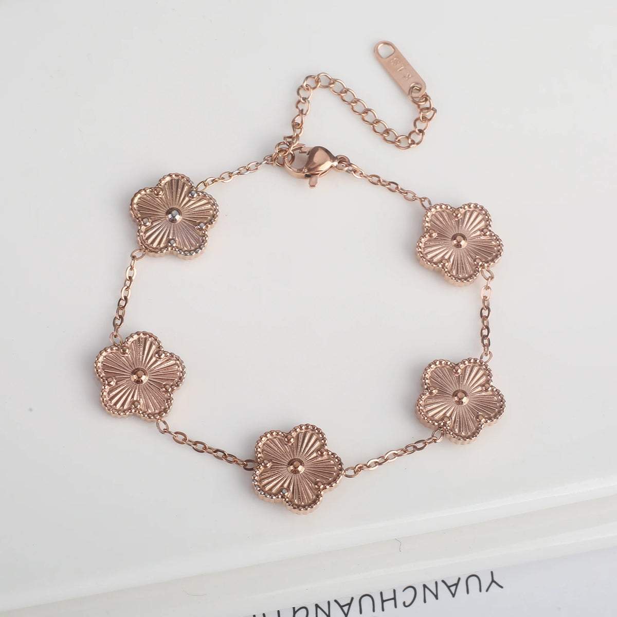 Stainless Steel Laser Five Leaf Flower Petal Adjustable Clover