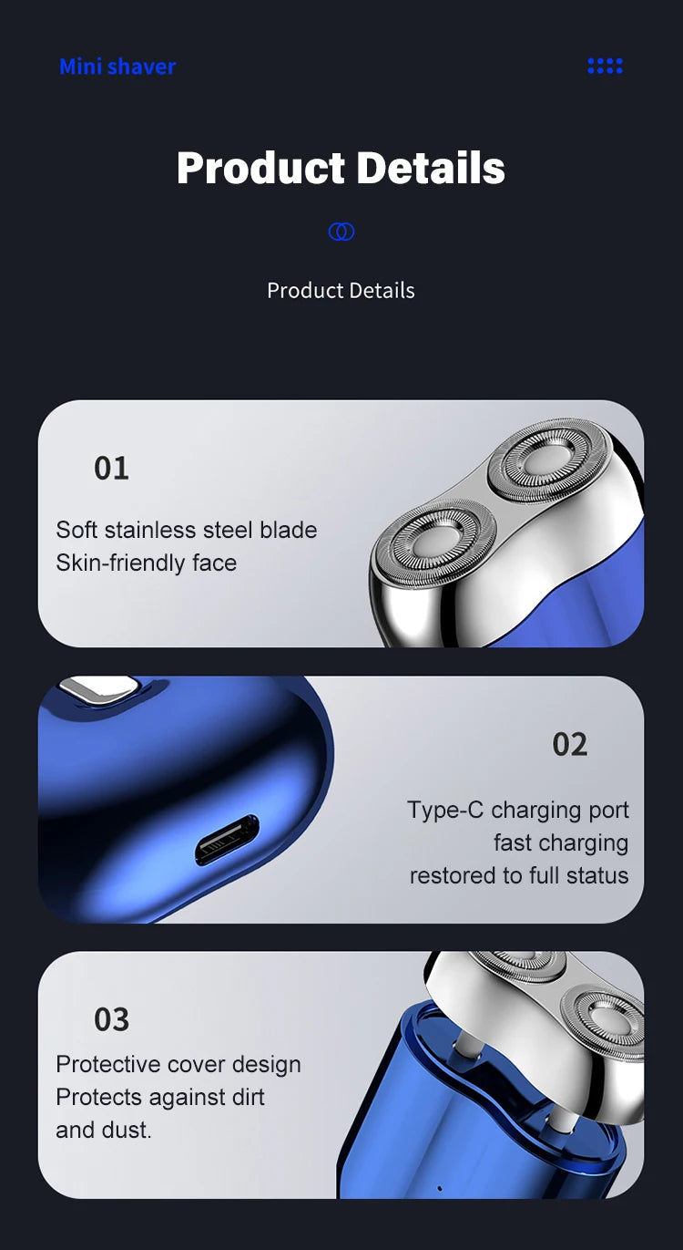 Portable Rotary Dual Ring Electric Shaver Men Shaver