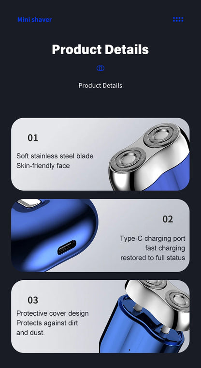 Portable Rotary Dual Ring Electric Shaver Men Shaver