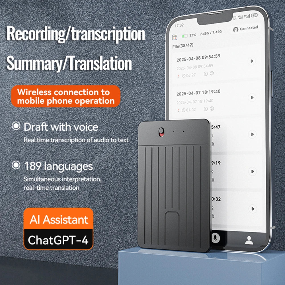 ChatGPT-4 AI Notetaking Device Transcribe & Translation  Recorder