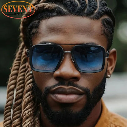Oversized Steampunk Square Sunglasses Men Big Luxury Brand