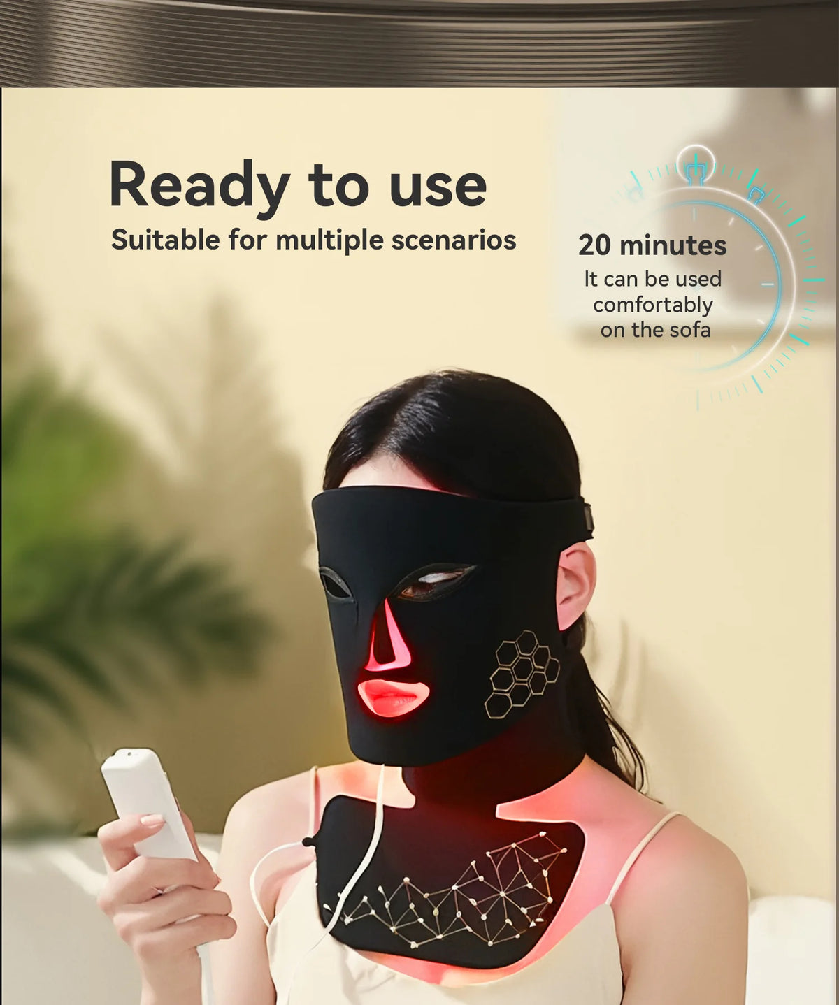 Hello Face Rechargeable Red Light Mask for Face & Neck