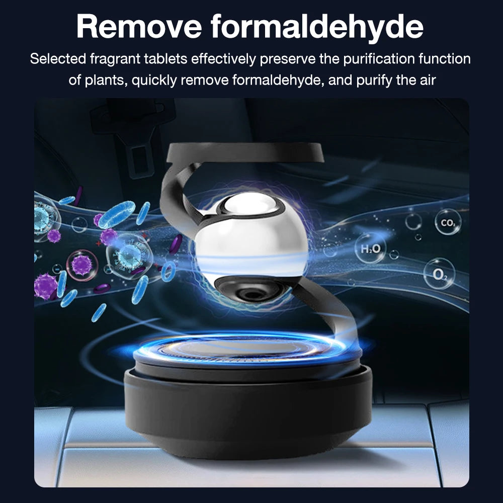 Solar Car Air Freshener Automatic Rotation Dashboard Fragrance