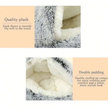 Soft Plush Pet Bed with Cover Round Cat Bed Mattress
