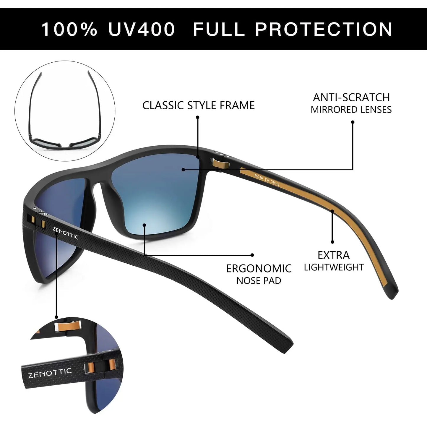 Polarized Sunglasses for Men Shades Lightweight TR90 Frame