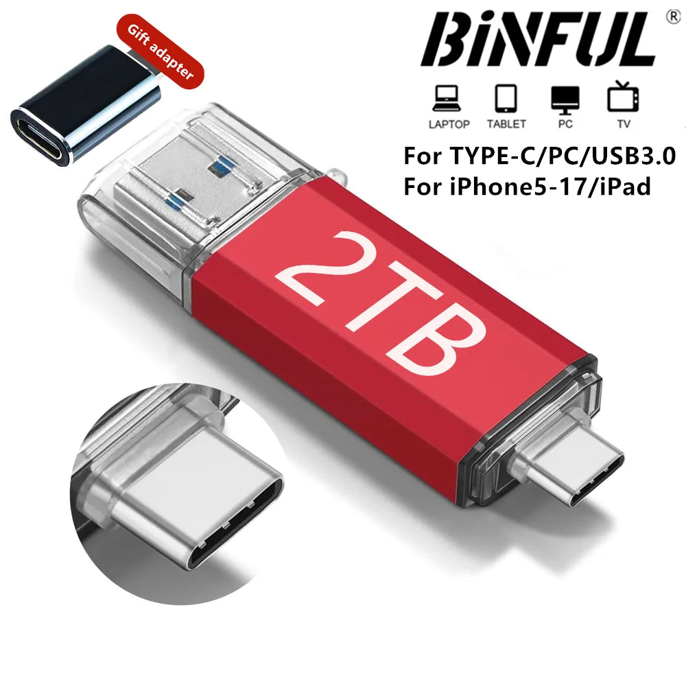 2TB OTG USB Flash Drive USB 3.0 Type C Memory Stick