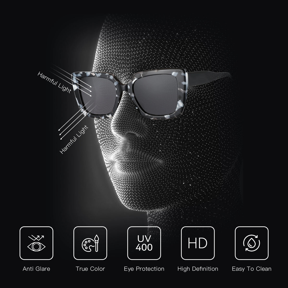 New Square Polarized Sunglasses Women Thick Frame