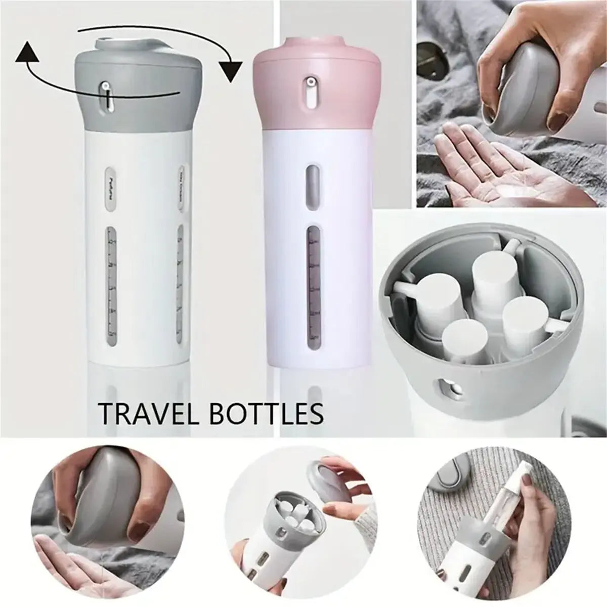4 In 1 Portable Travel Liquid Dispenser Bottle Refillable