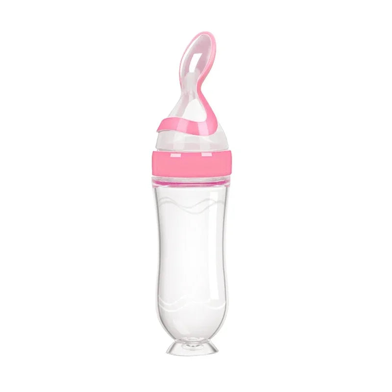 Safe Useful Silicone Baby Bottle with Spoon Food Supplement