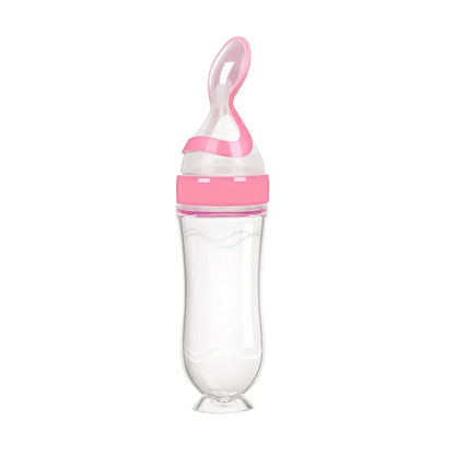 Safe Useful Silicone Baby Bottle with Spoon Food Supplement