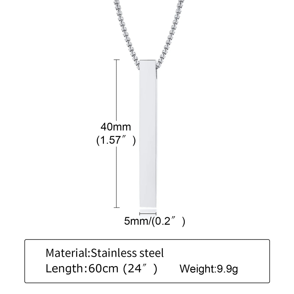 Waterproof Pillar Necklaces for Men Women Stainless Steel