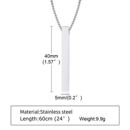 Waterproof Pillar Necklaces for Men Women Stainless Steel