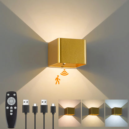 Battery-Powered Wall Light, 3 Color Temperature and Brightness Settings,