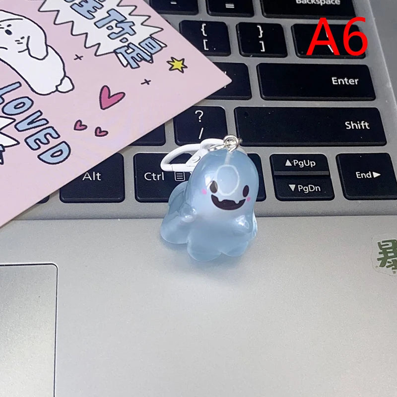 Luminous Halloween Ghost Key Chain Cartoon Jelly Doll