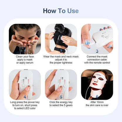 Silicone LED Mask Face With Neck 7 Colors LED Photo