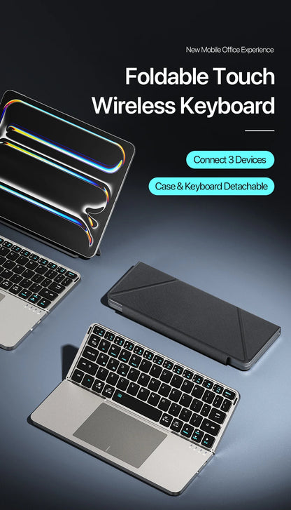 Folding Bluetooth Keyboard PC Phone Holder Wireless Foldable Keyboard