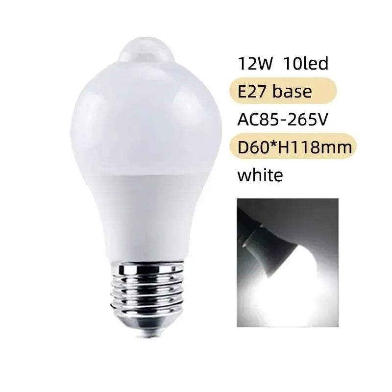 PIR Motion Sensor LED Light Bulb 12W E27 Smart Bulb