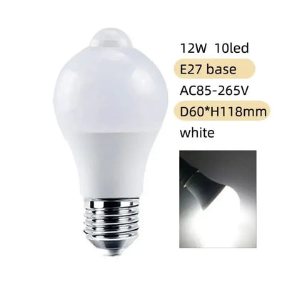 PIR Motion Sensor LED Light Bulb 12W E27 Smart Bulb