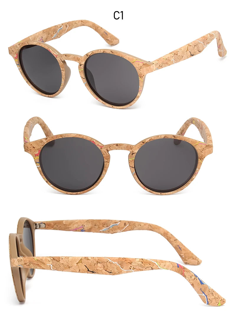 Kenbo Fashion Wood Grain Round Polarized Sunglasses